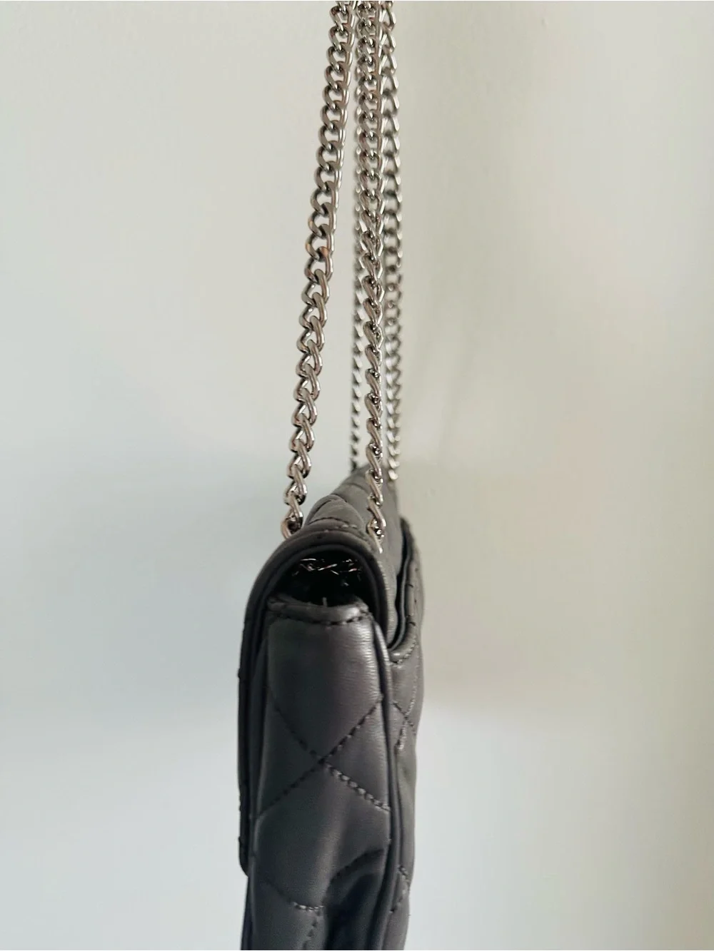 Michael Kors Quilted Grey Leather Shoulder Bag with Chain Strap